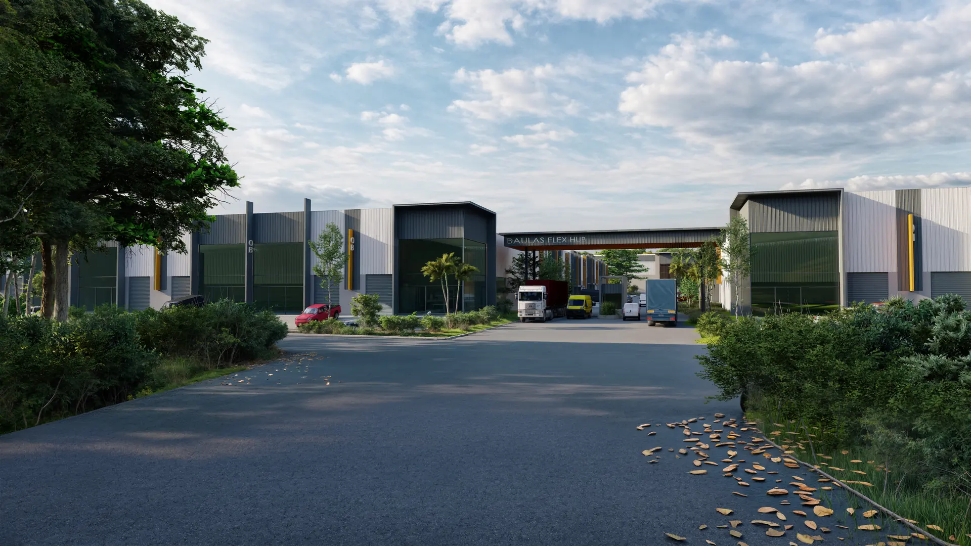 BAULAS FLEX HUB — acceso principal y portón