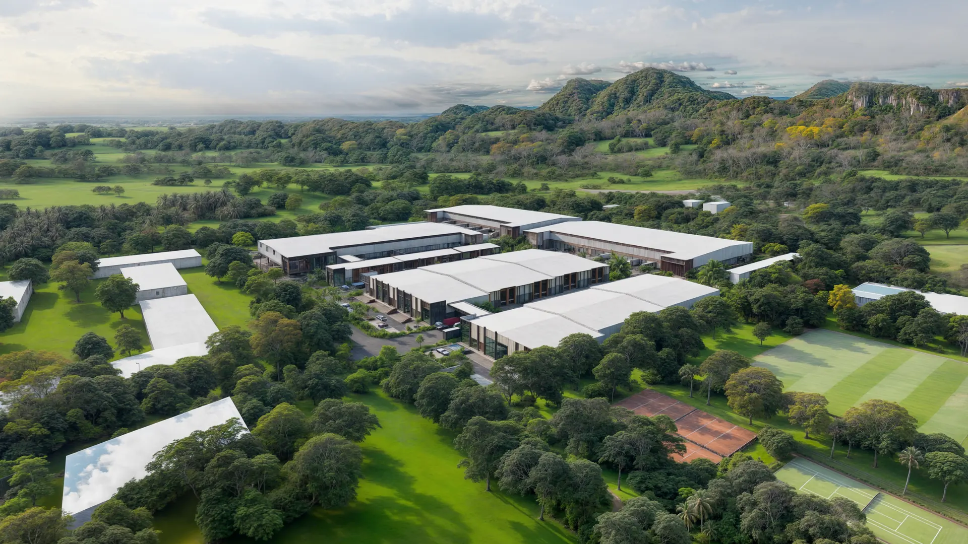 BAULAS FLEX HUB — vista aérea en el entorno verde